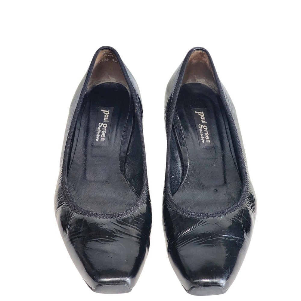 Paul Green Munchen Black Patent Leather Square Toe Ballet Flats Womens Size 9